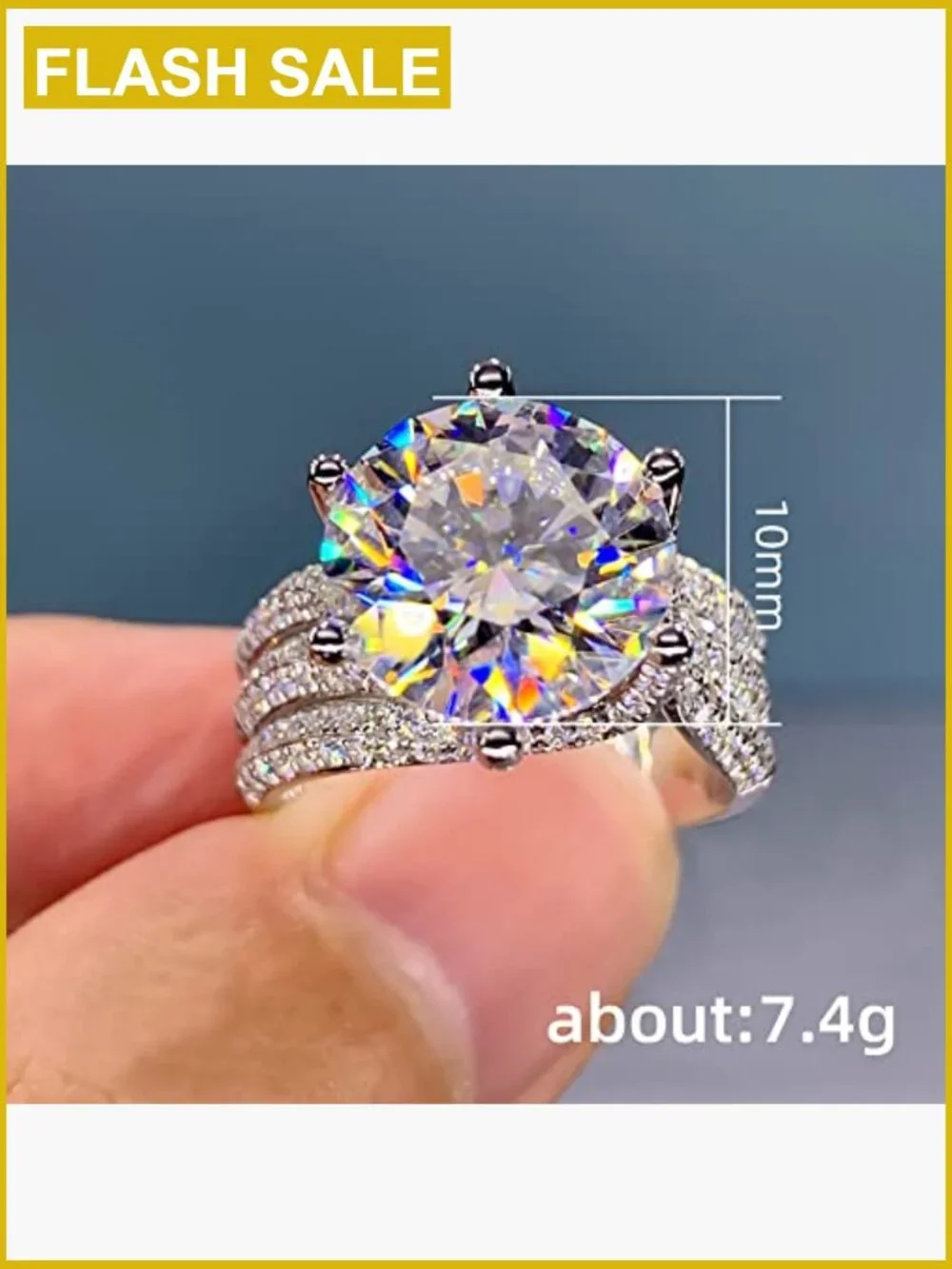 5 Carat D Color VVS1 Moissanite Solitaire Engagement Ring 925 Sterling Silver